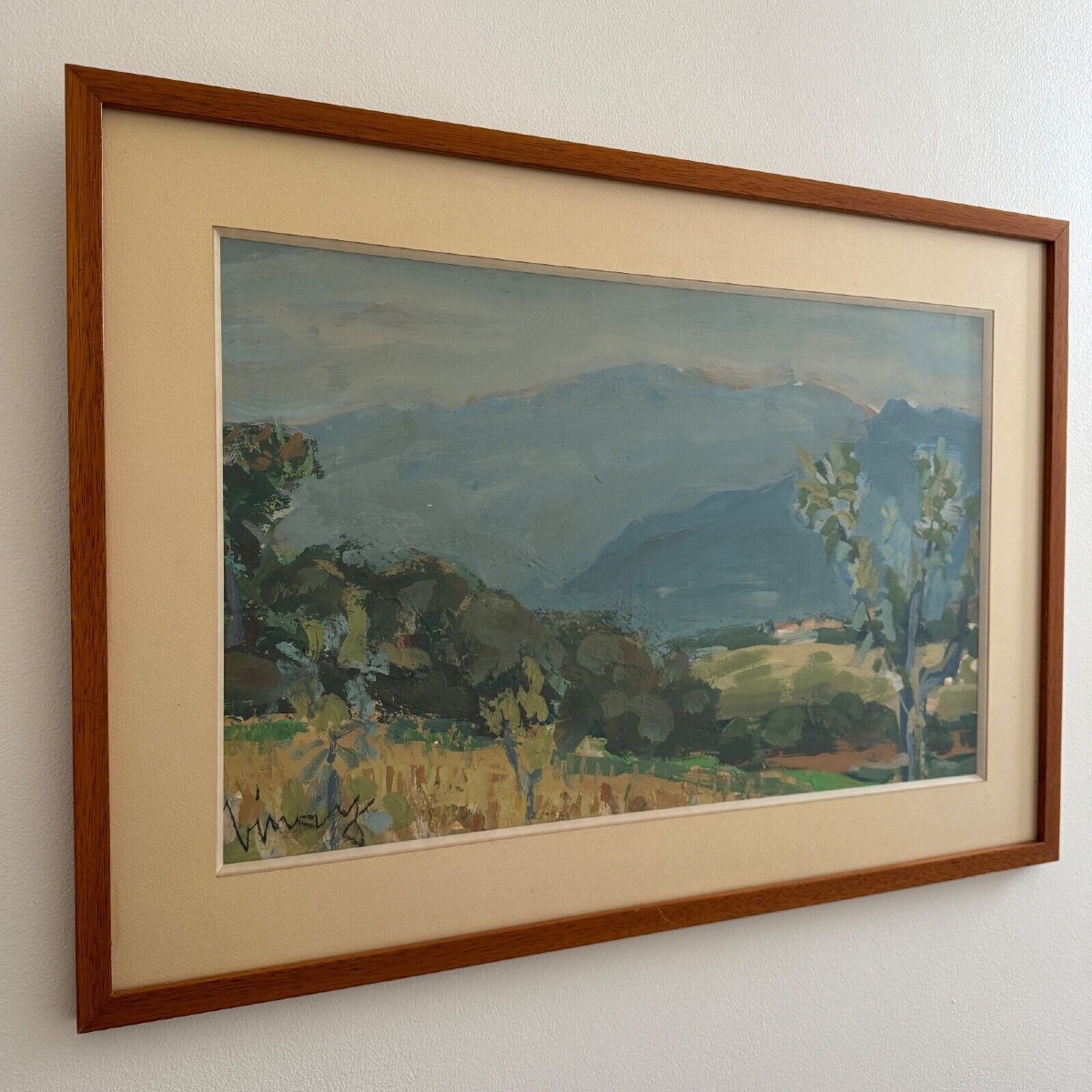 Aquarelle sur papier par Jean Vinay L'Isère paysage de montagne-photo-2