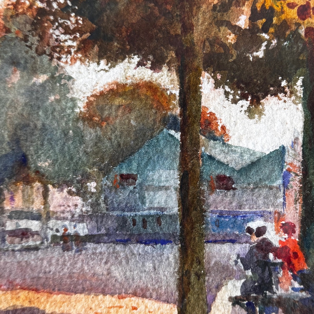 Aquarelle sur papier Cours Saint-Pierre à Nantes par Marcel Guérin-photo-1