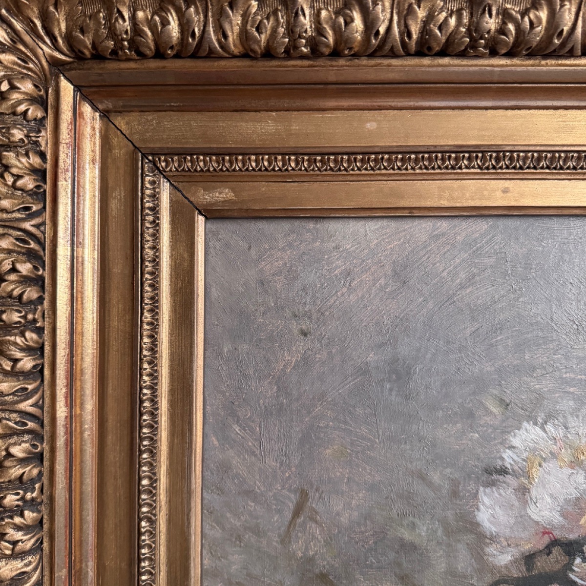 Huile sur toile nature morte aux fleurs par Eugène Parisy XIXe-photo-1