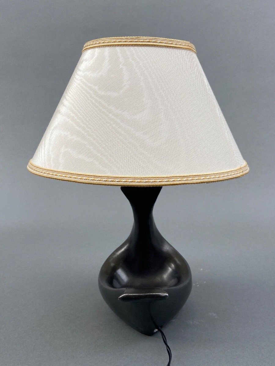 Lampe en céramique Jacques Blin zoomorphe 1960 couleur noir glacé-photo-1