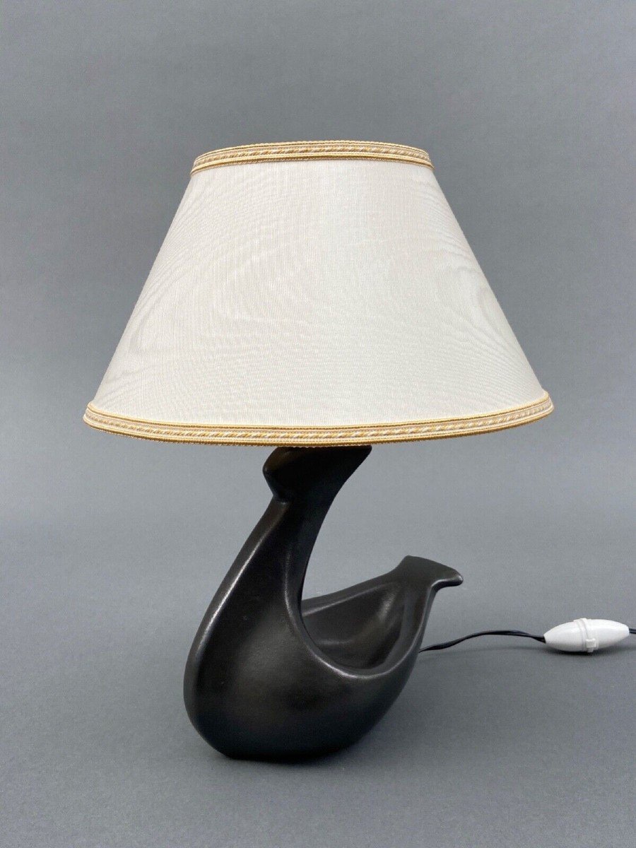 Lampe en céramique Jacques Blin zoomorphe 1960 couleur noir glacé