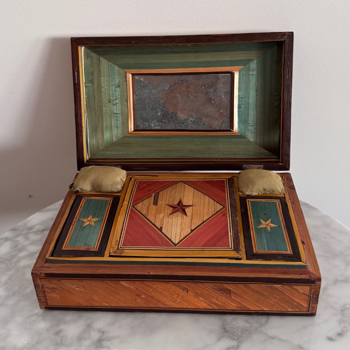Straw Marquetry Work Box, Late 18th Century, Early 19th Century-photo-2