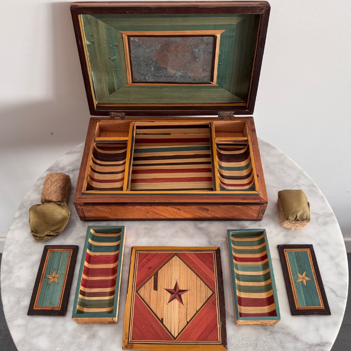 Straw Marquetry Work Box, Late 18th Century, Early 19th Century-photo-4