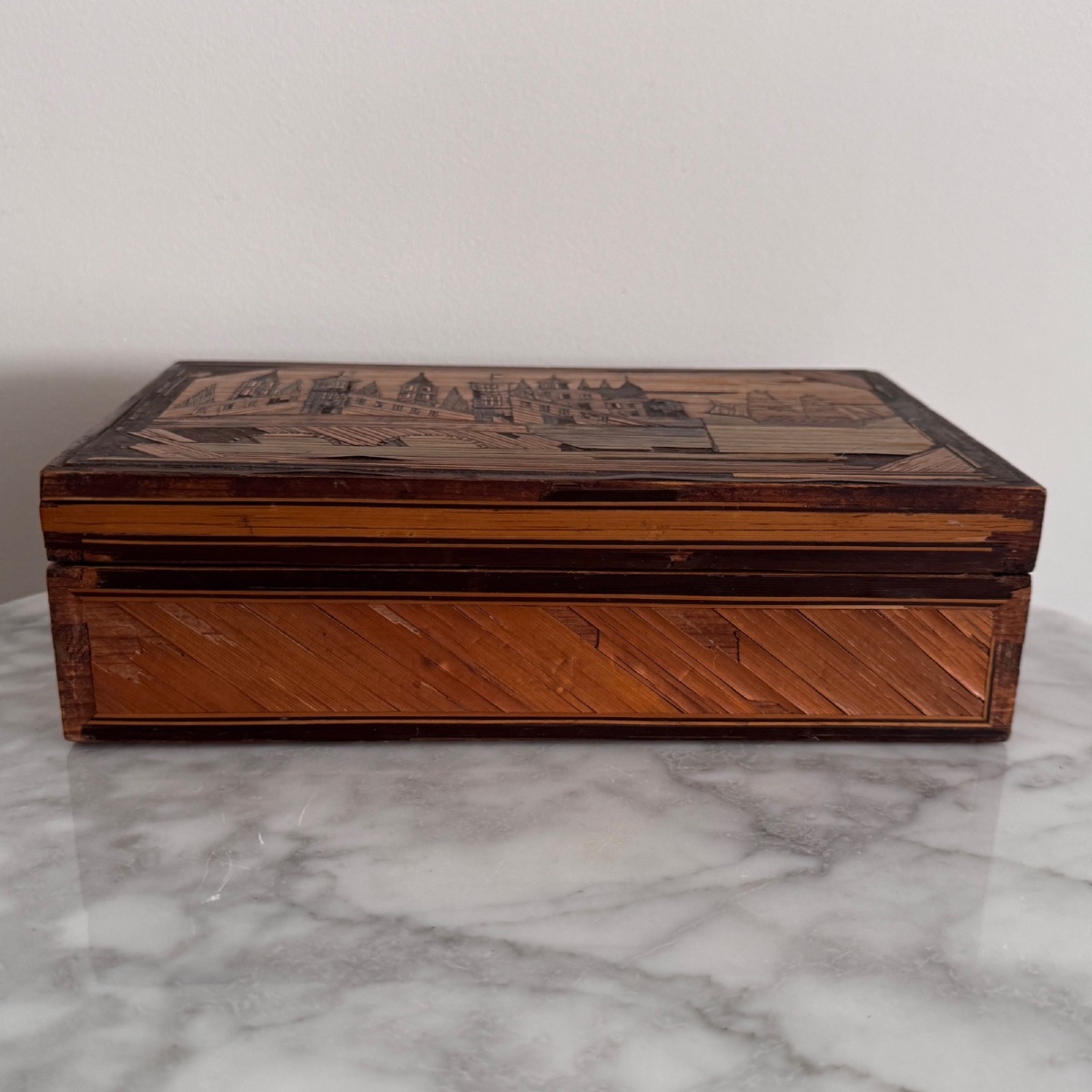 Straw Marquetry Work Box, Late 18th Century, Early 19th Century-photo-3