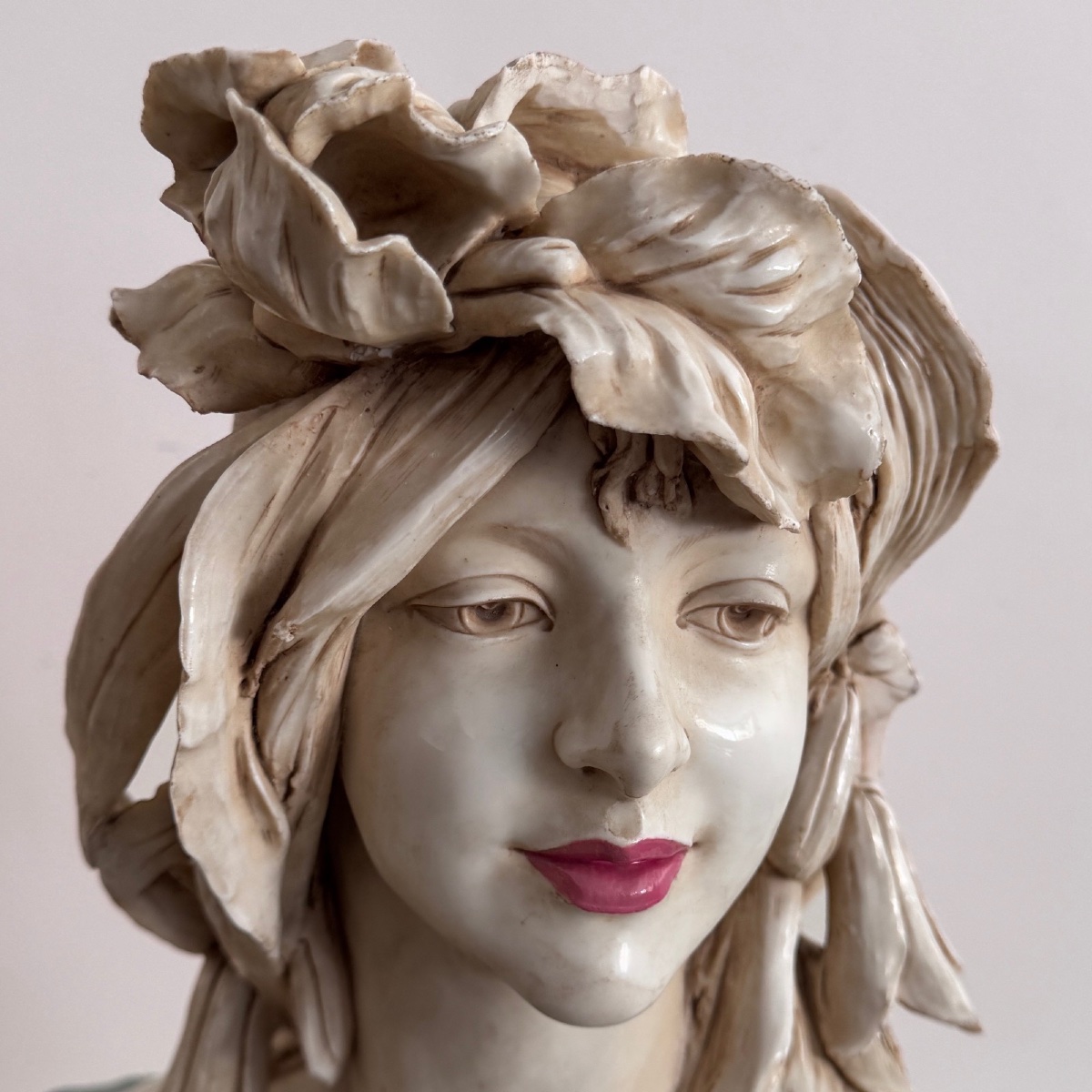 Art Nouveau Ceramic Bust 1900 Royal Dux Bohemia-photo-3