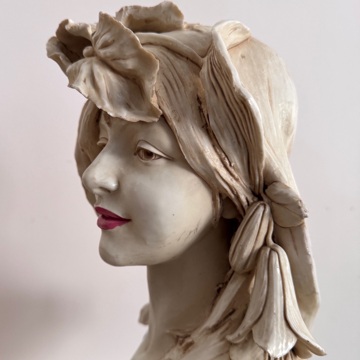 Art Nouveau Ceramic Bust 1900 Royal Dux Bohemia-photo-4