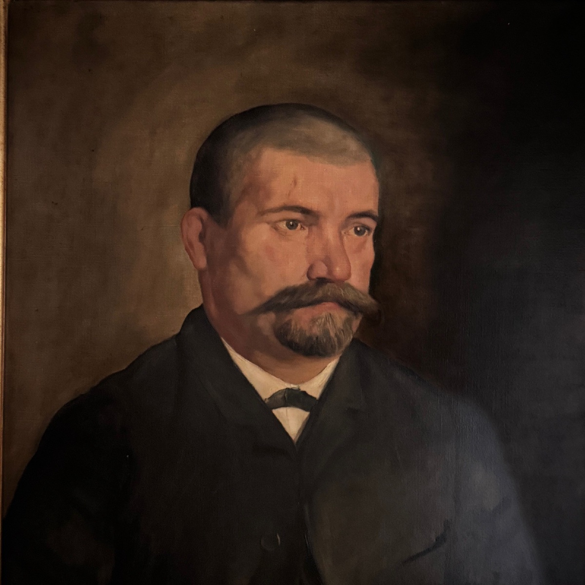 Oil On Canvas Portrait 19th Century 1888 Man With Mustache By J. Abrol-photo-2