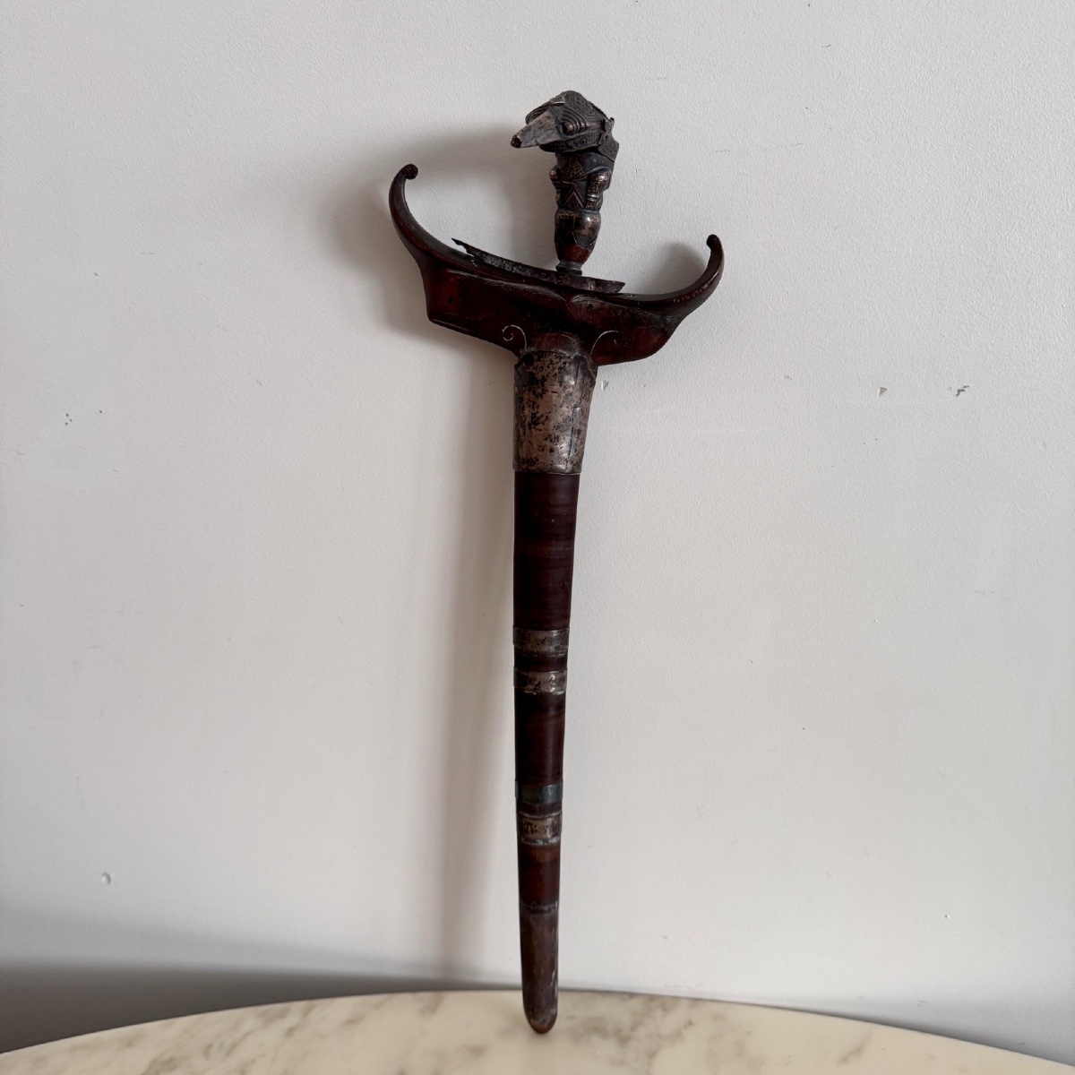 Antique Indonesian Kriss With Scabbard And Decorative Handle, Early 20th Century