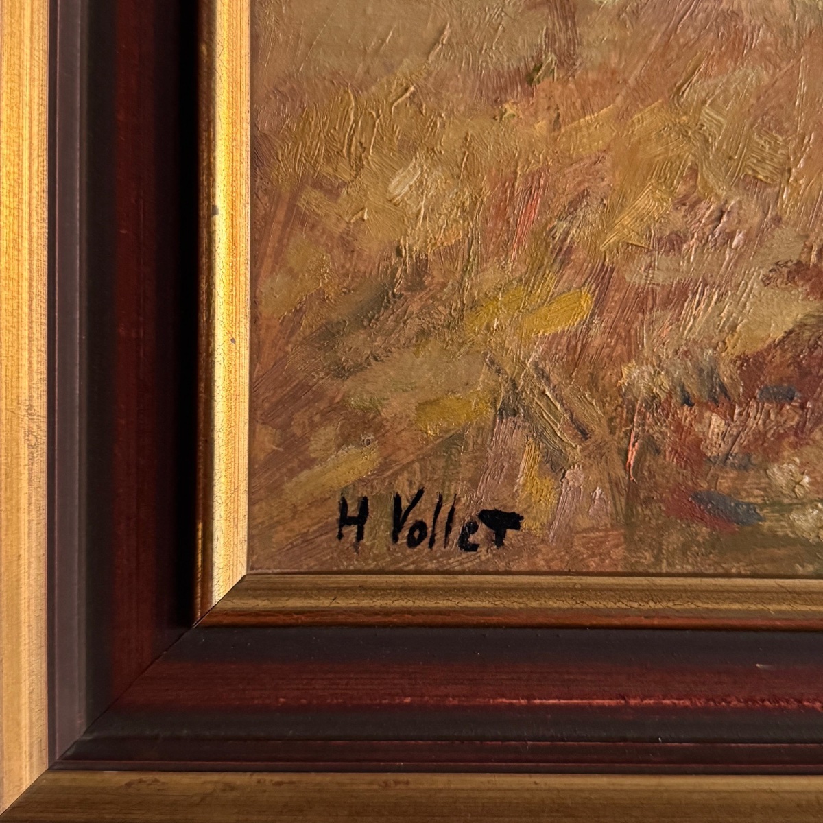 Huile sur panneau par Henri Vollet Bretonne ramassant le foin-photo-3