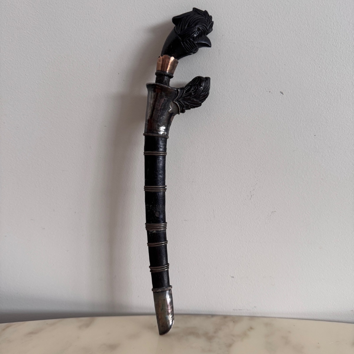 Traditional Kriss Zoomorphic Handle Sheath Decorated With Metal Rings-photo-2