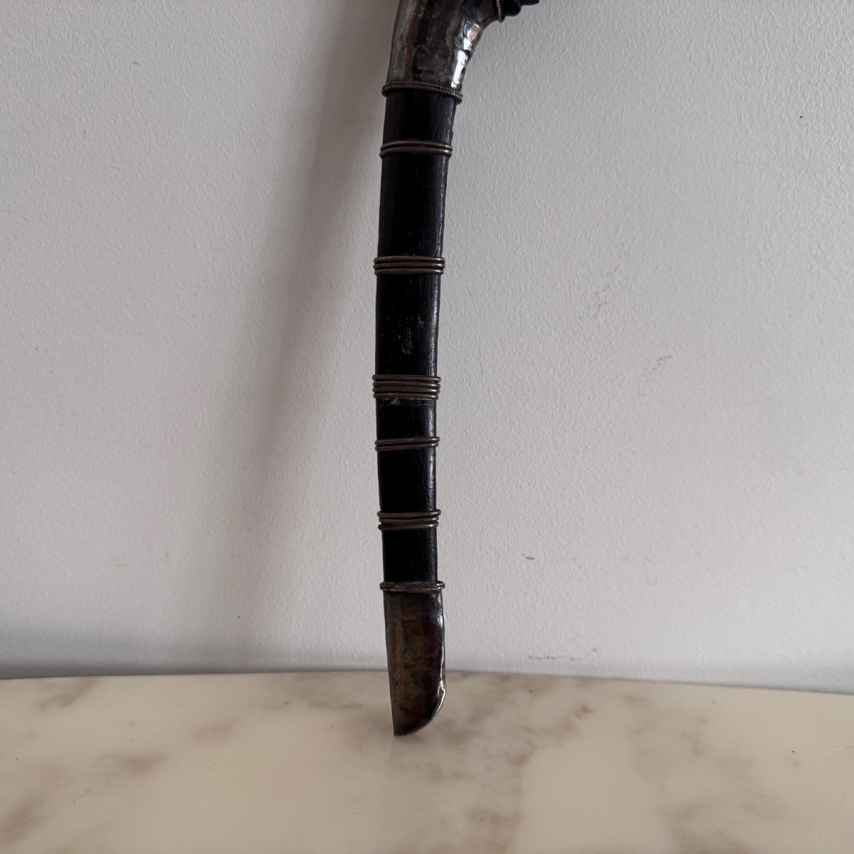 Traditional Kriss Zoomorphic Handle Sheath Decorated With Metal Rings-photo-2