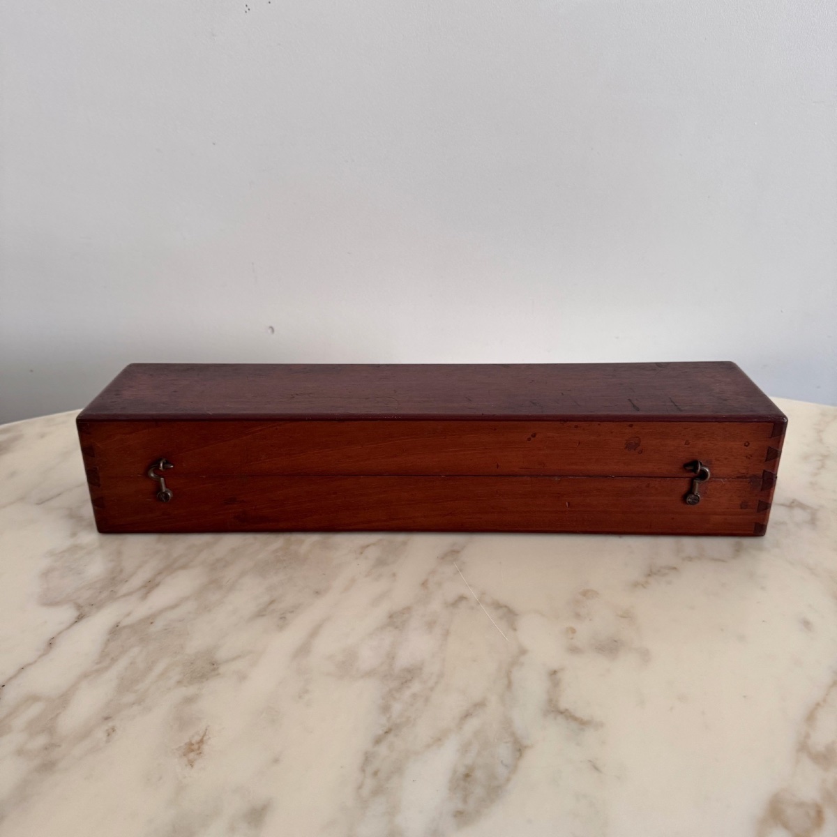19th Century Marine Spyglass In Leather And Brass With Mahogany Case-photo-2