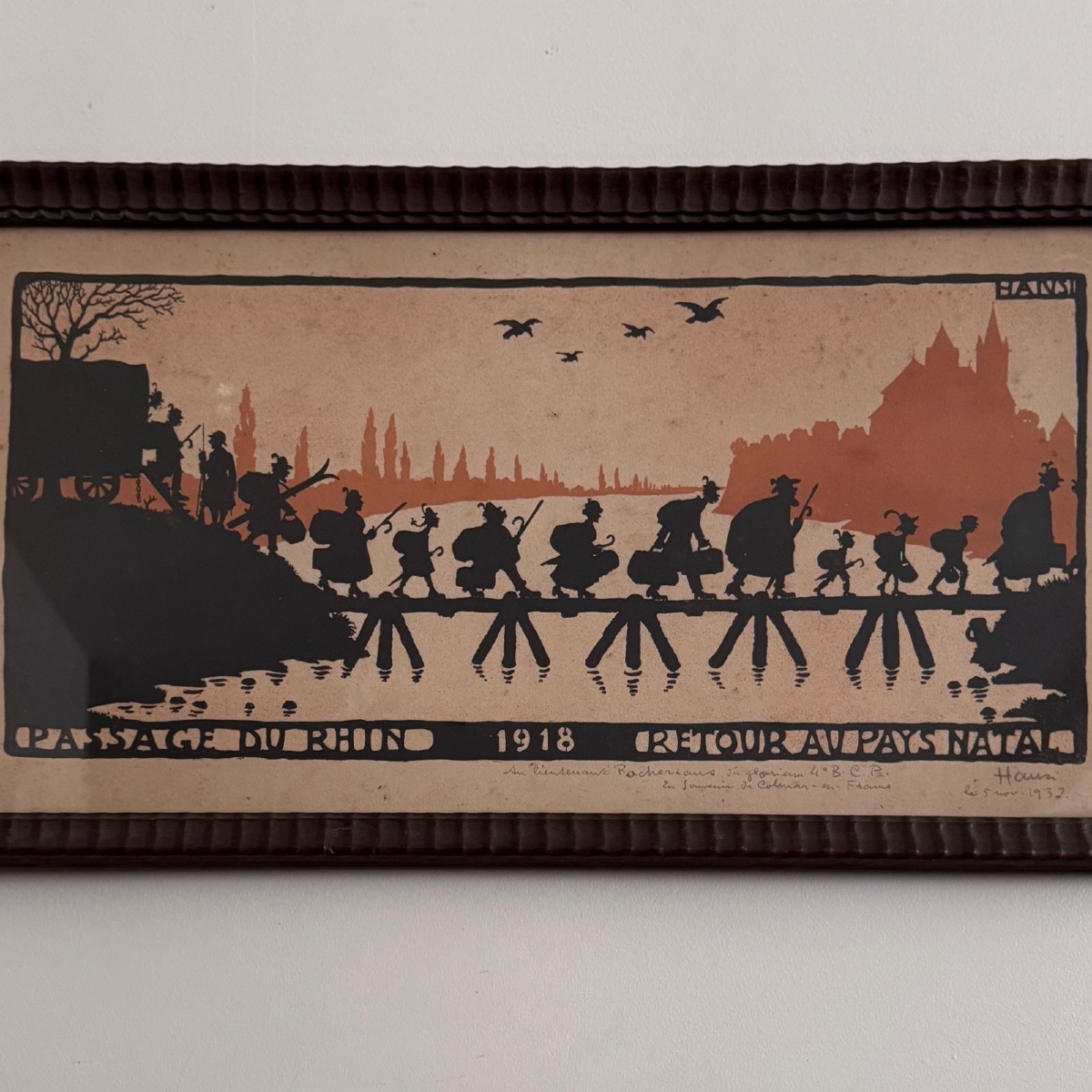 Lithographie en couleur par Hansi Passage du Rhin 1918-photo-4
