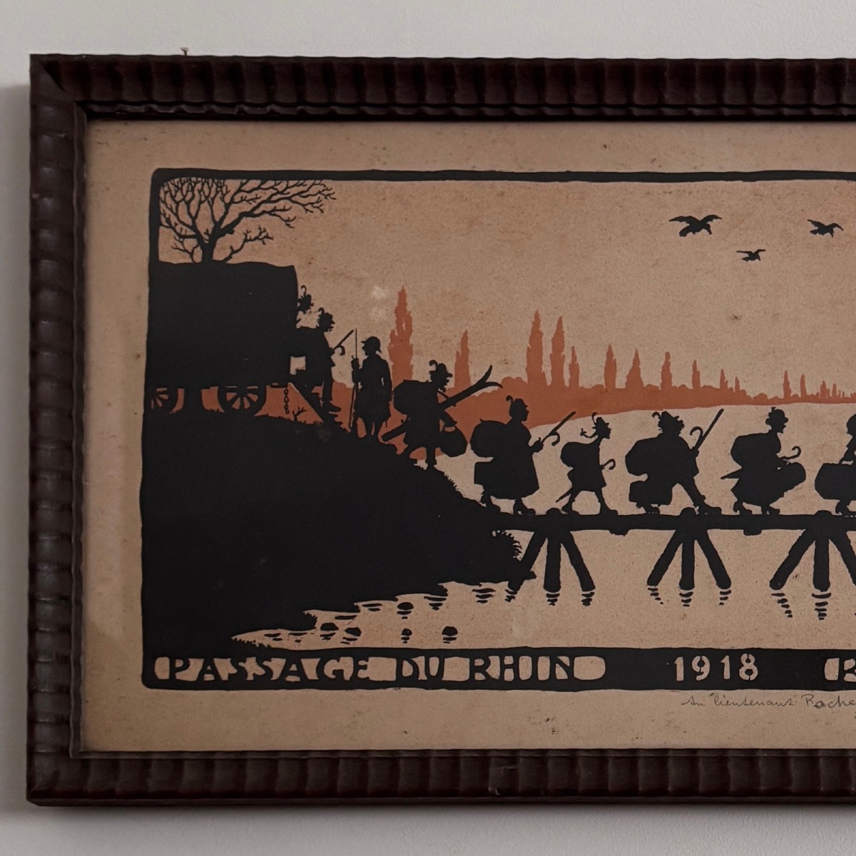 Lithographie en couleur par Hansi Passage du Rhin 1918-photo-1