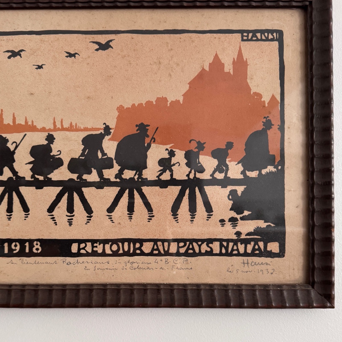 Lithographie en couleur par Hansi Passage du Rhin 1918-photo-3