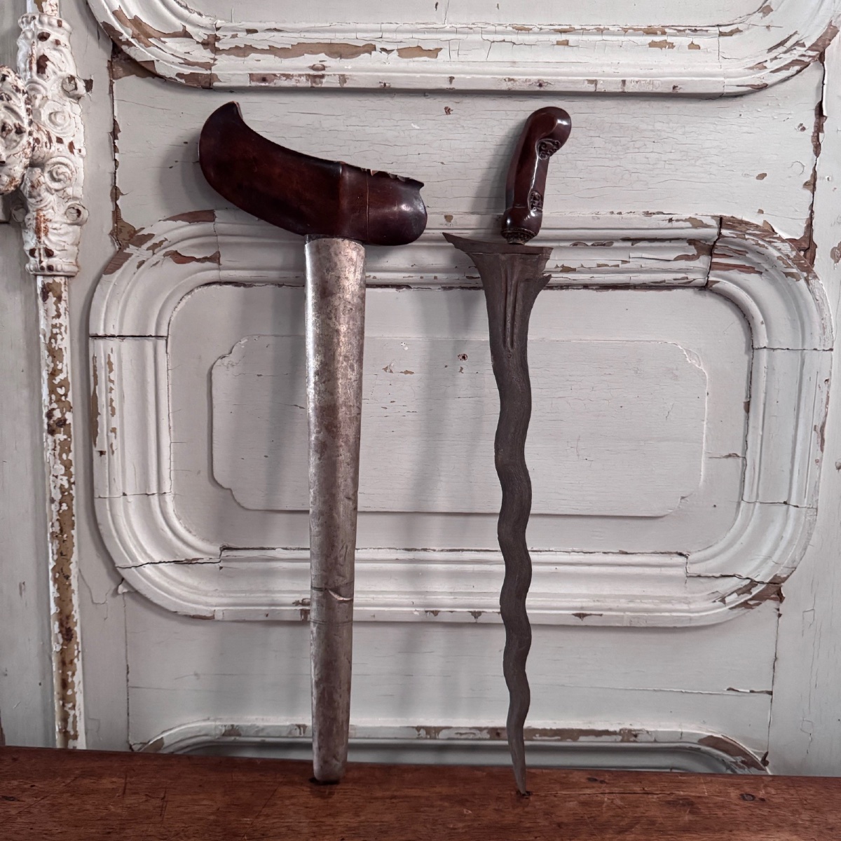 Indonesian Dagger Or Sword Kreiss Or Kriss With Ornate Scabbard-photo-4