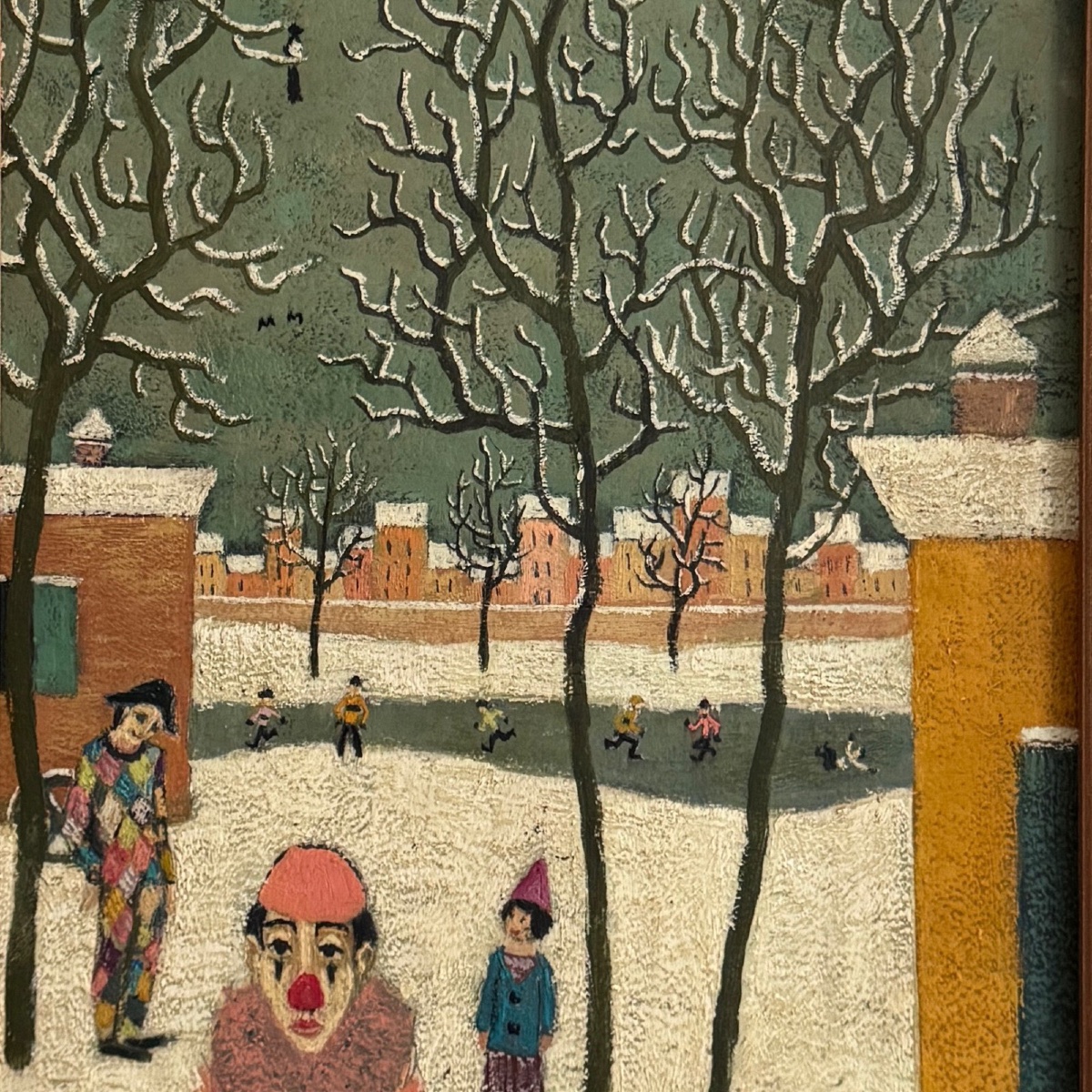 Oil On Panel By Alain Thomas 1966 Winter Break-photo-1