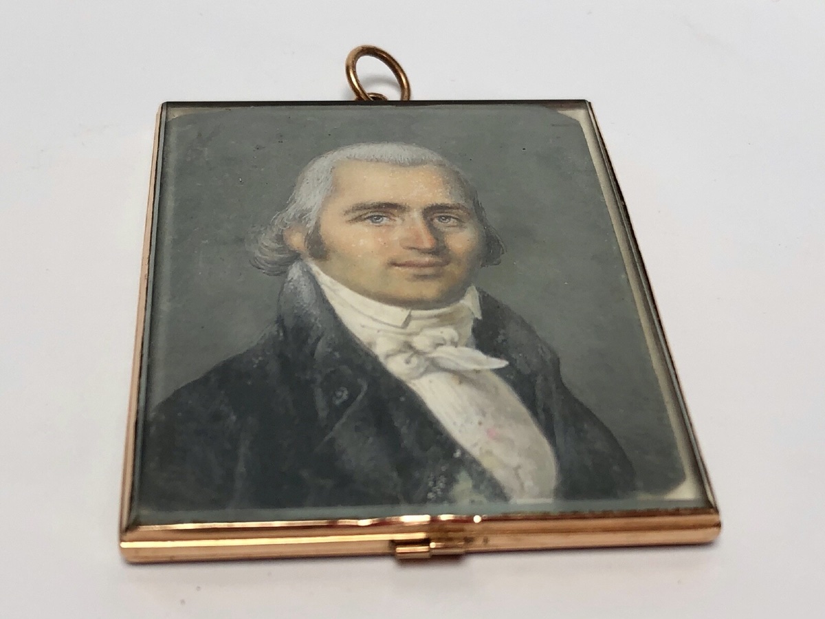 18th Century Miniature, Early 19th Century, Man In A Hand-painted Frock Coat, Hair Work-photo-4