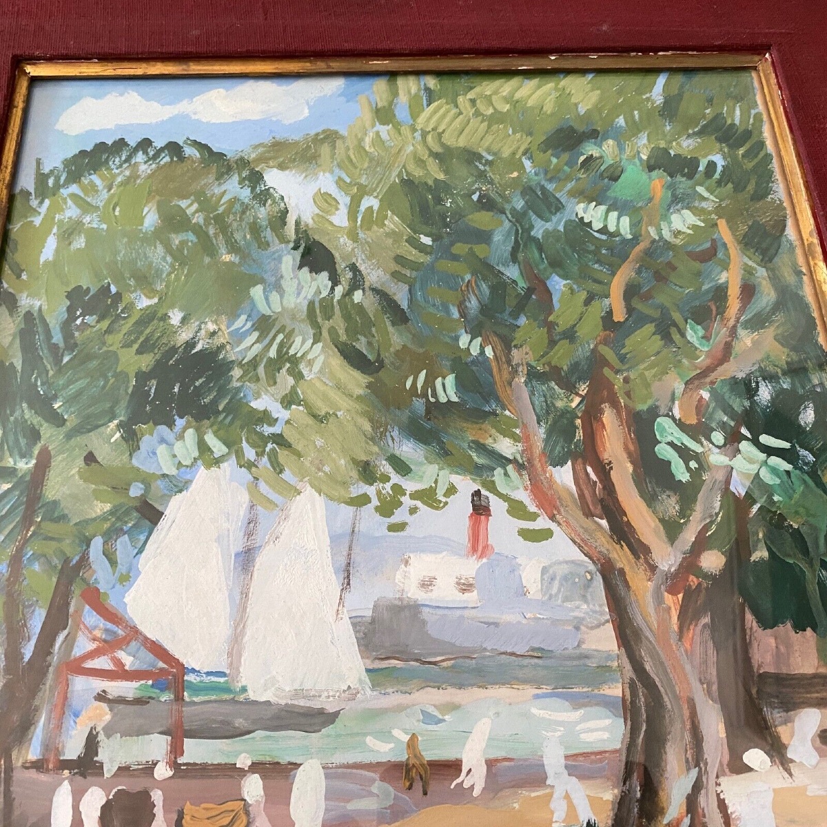 Watercolor On Paper By Bernard Lamotte 20th Century The Antilles-photo-7