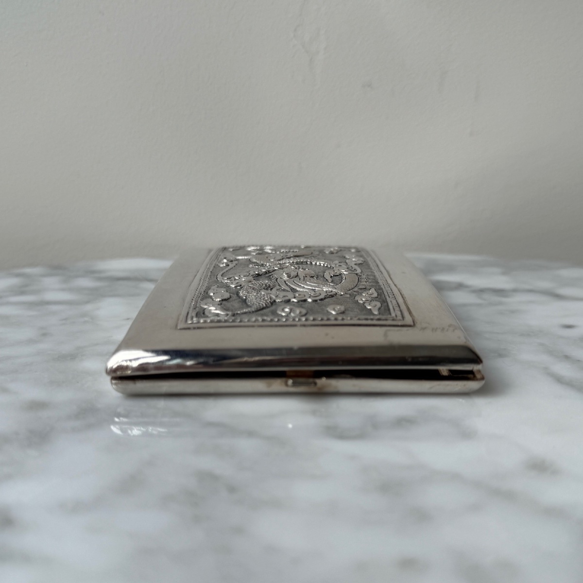 Indochina Southeast Asian Silver Cigarette Case With Dragon Decoration-photo-5