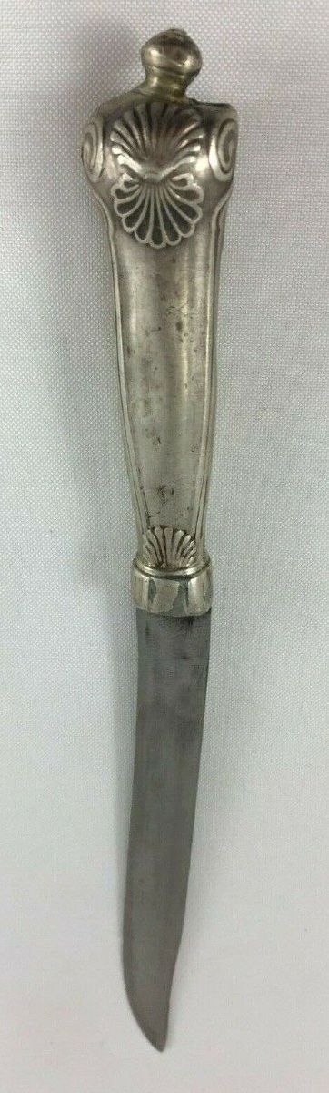 17th Century Silver Hunting Dagger With Shell Decoration 235 Grams-photo-3