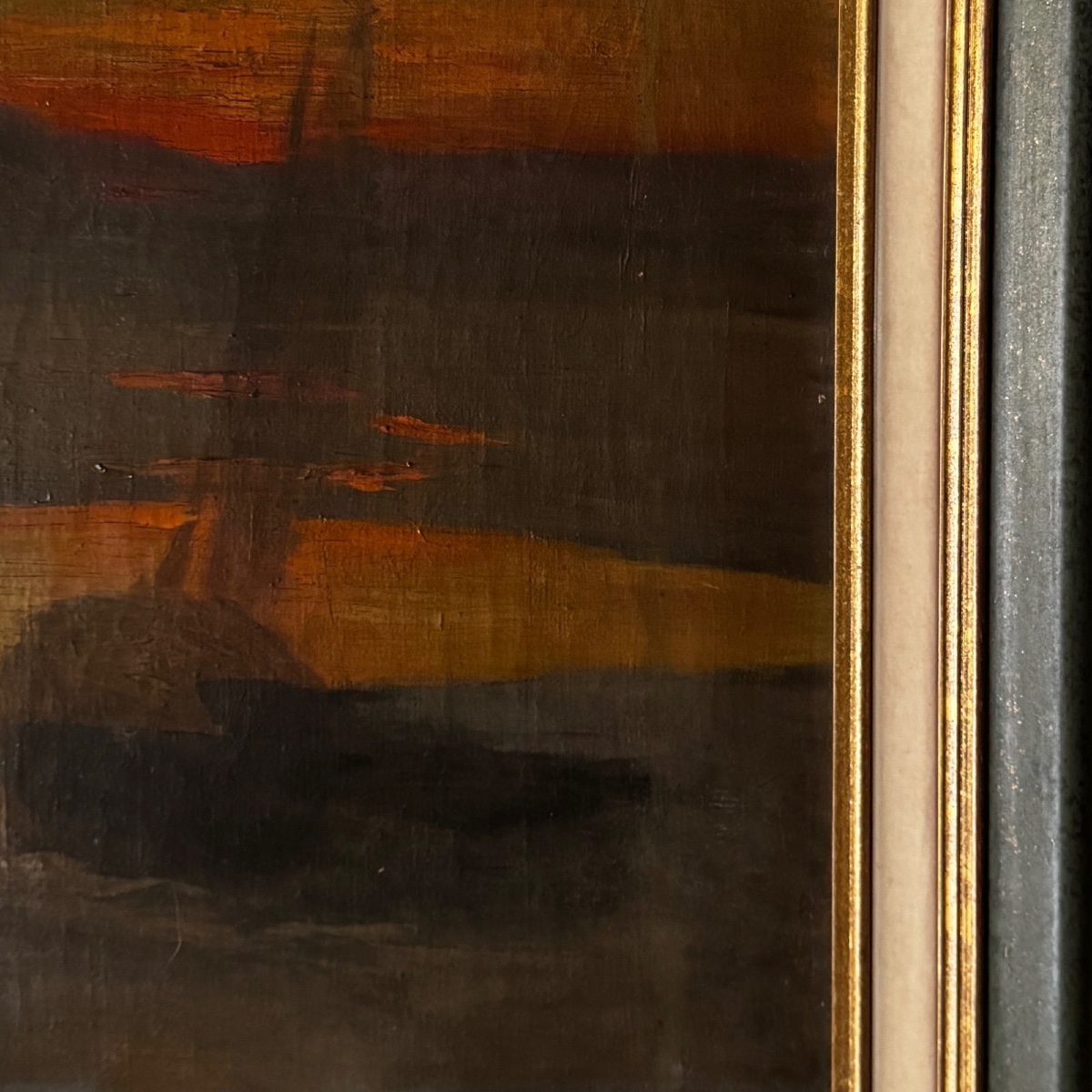 Huile sur toile bateau au soleil couchant par Jean-Yves Couliou XXe-photo-2