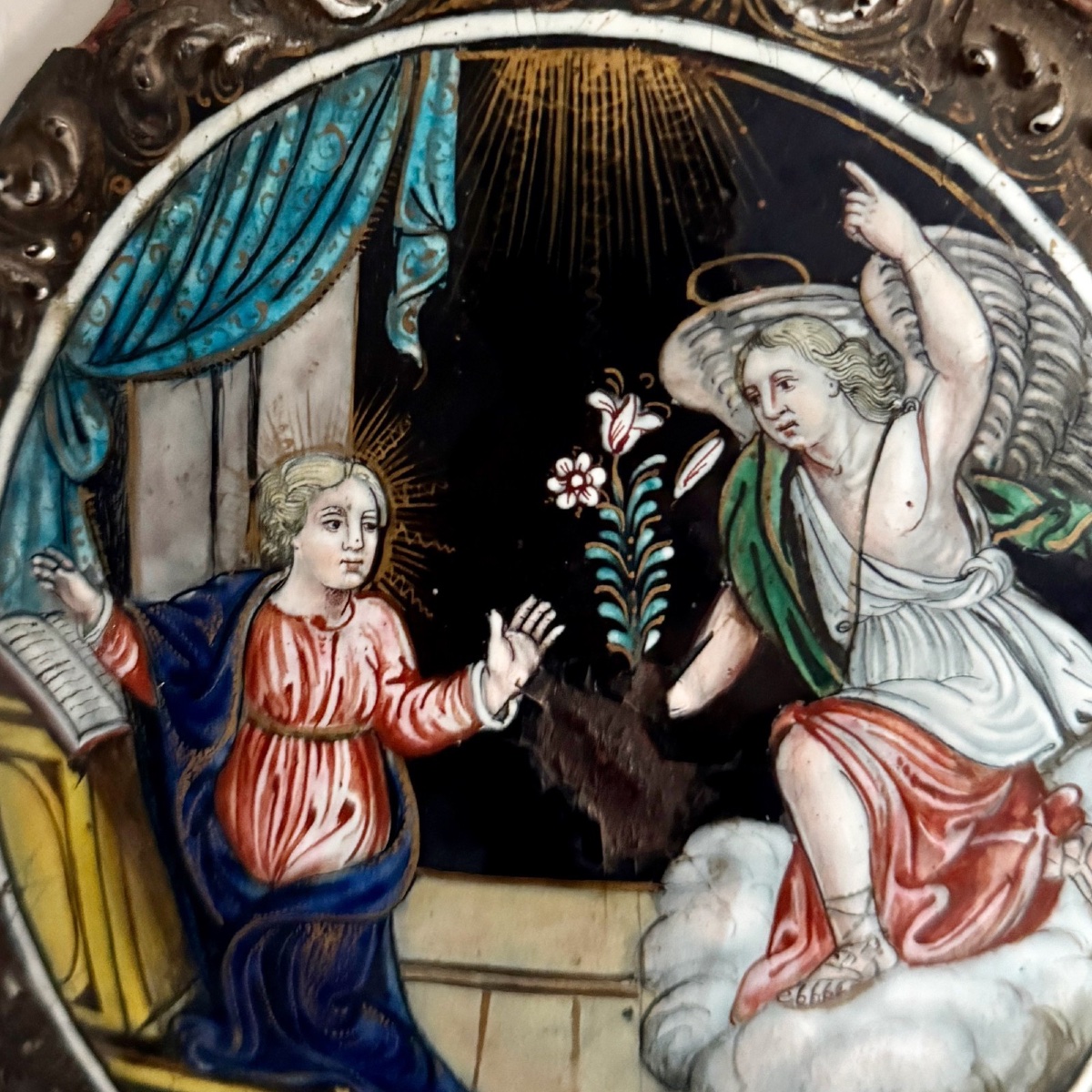 17th-century Limoges Enamel Depicting The Annunciation To Mary-photo-4