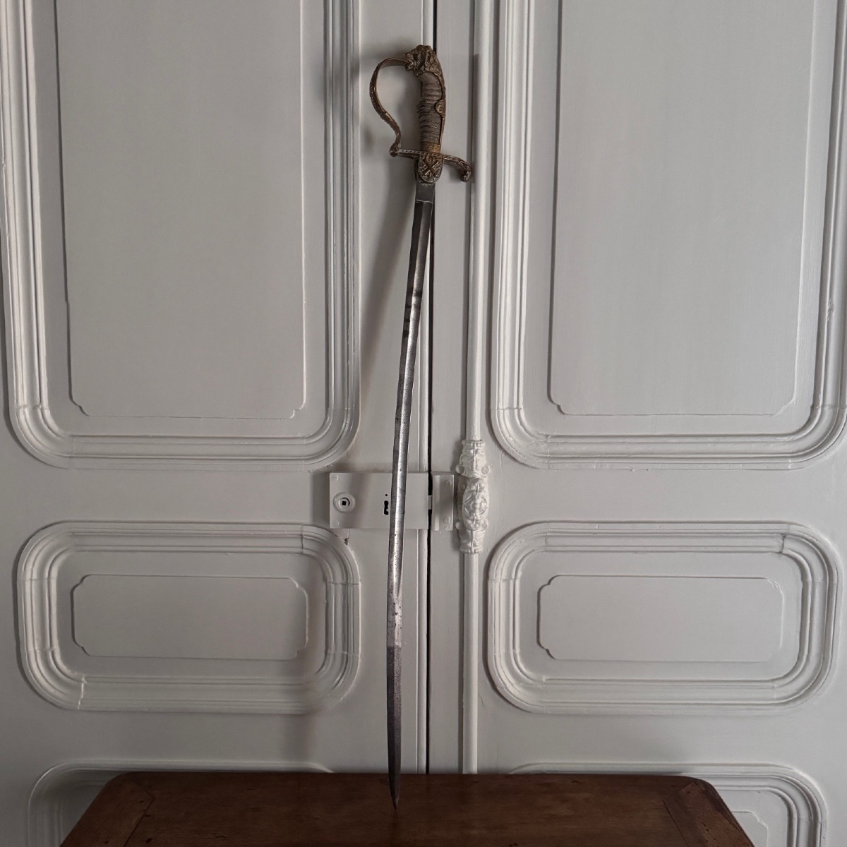 Sabre d'officier XIXe bronze doré-photo-2