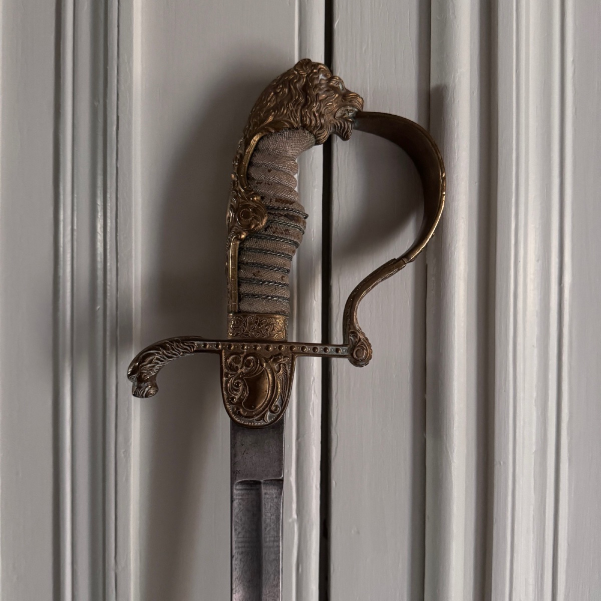 Sabre d'officier XIXe bronze doré-photo-3