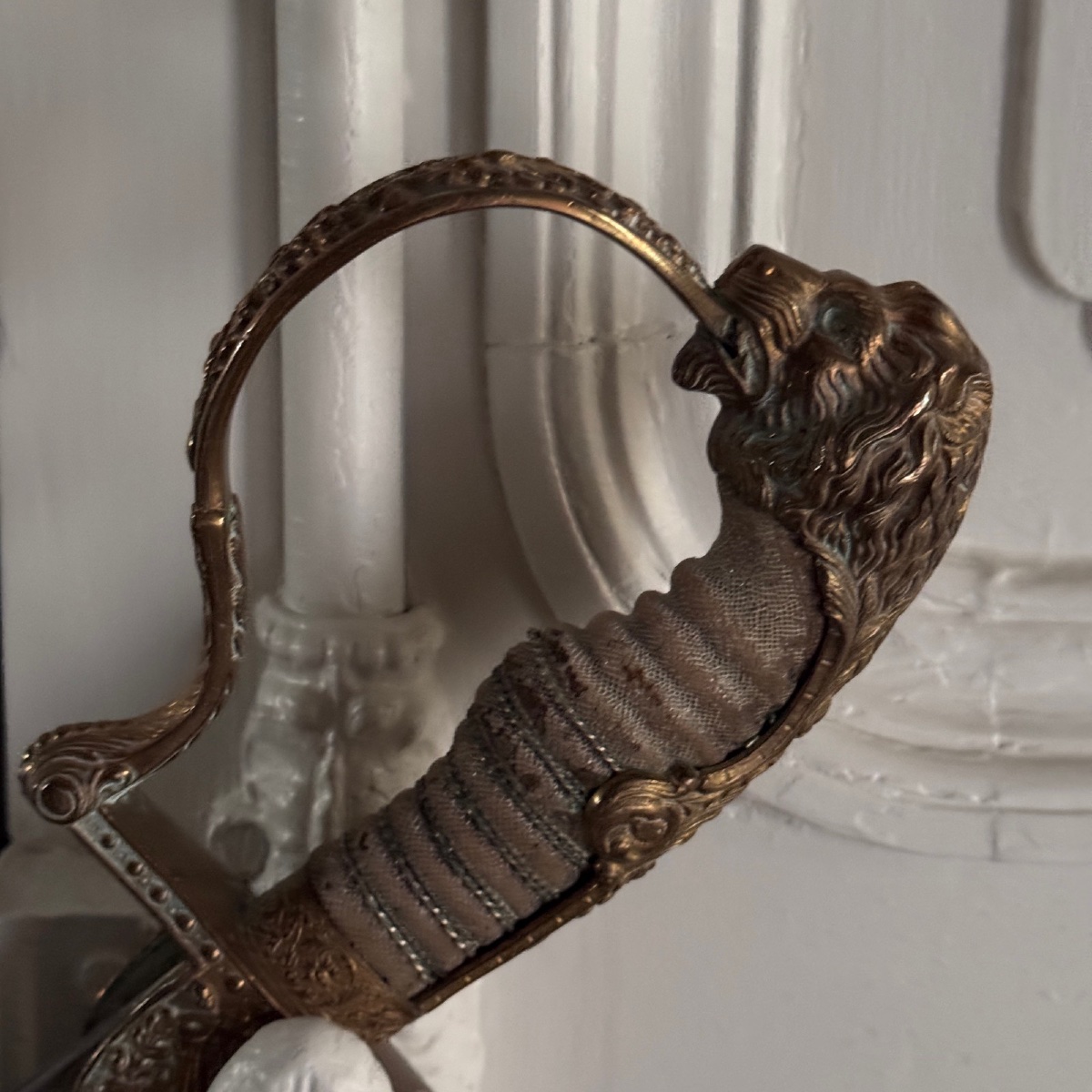 Sabre d'officier XIXe bronze doré-photo-4