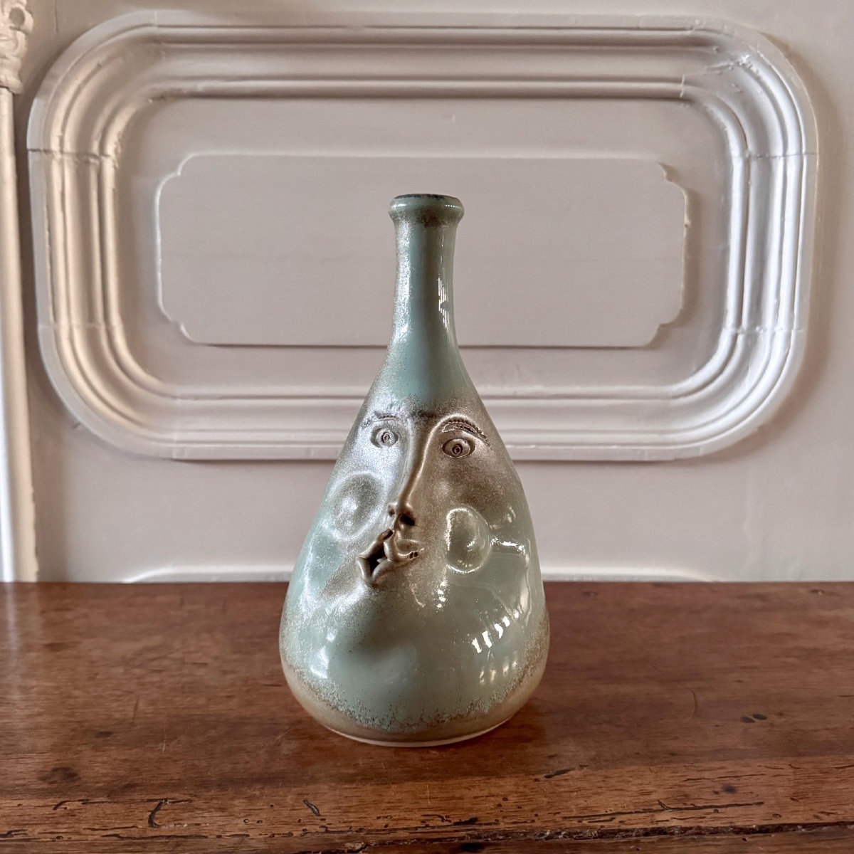 Korukcu Adnan Anthropomorphic Vase In Glazed Stoneware Depicting A Face