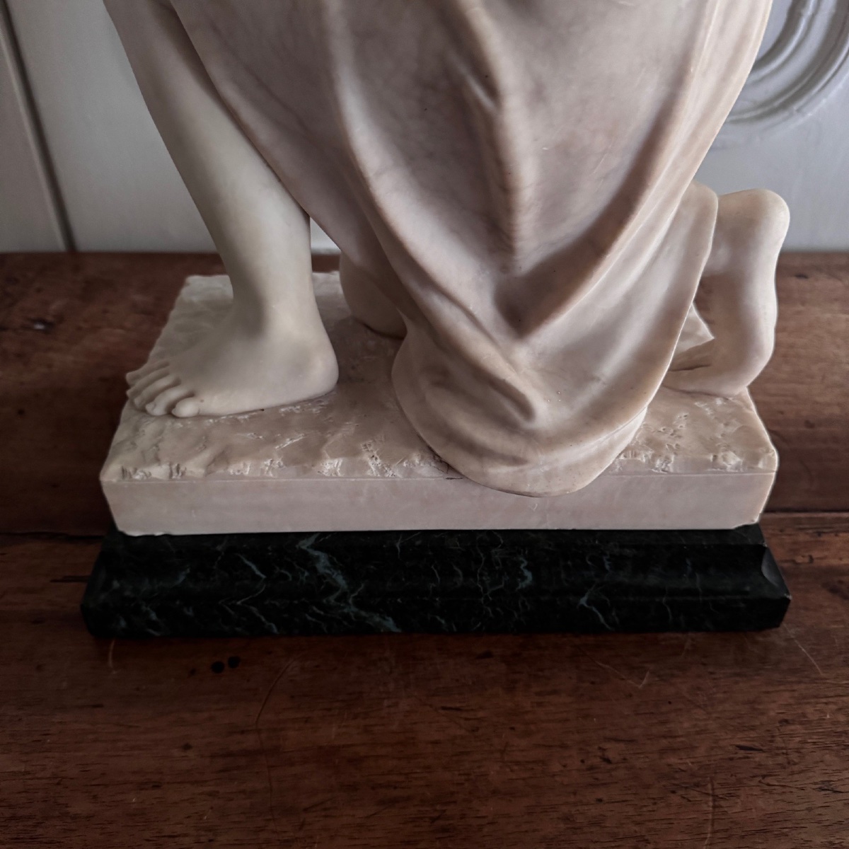 Alabaster Sculpture Of A Young Woman Holding A Bronze Snake, 1930-photo-7