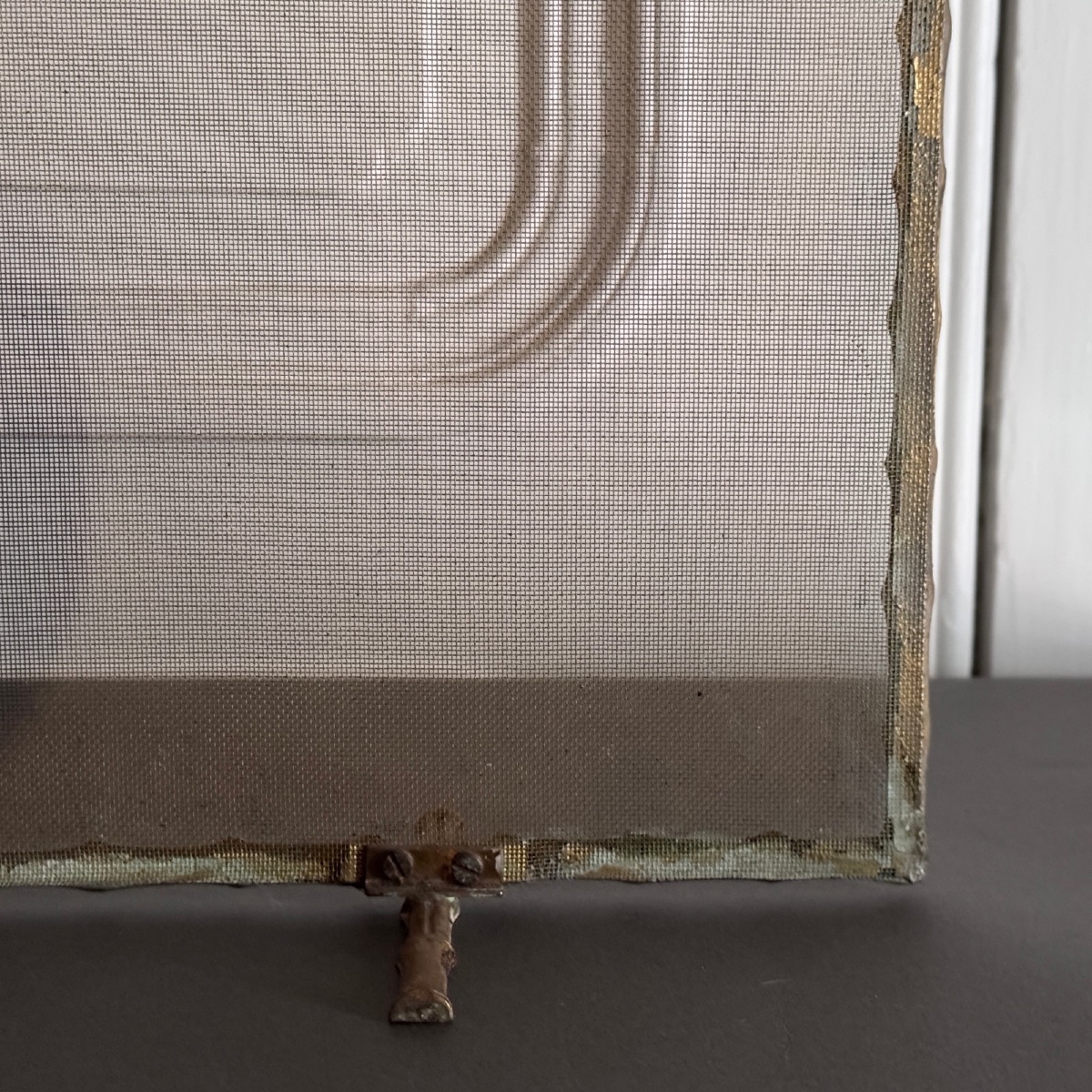 Pare-feu en bronze doré décor de bambou milieu XXe-photo-2