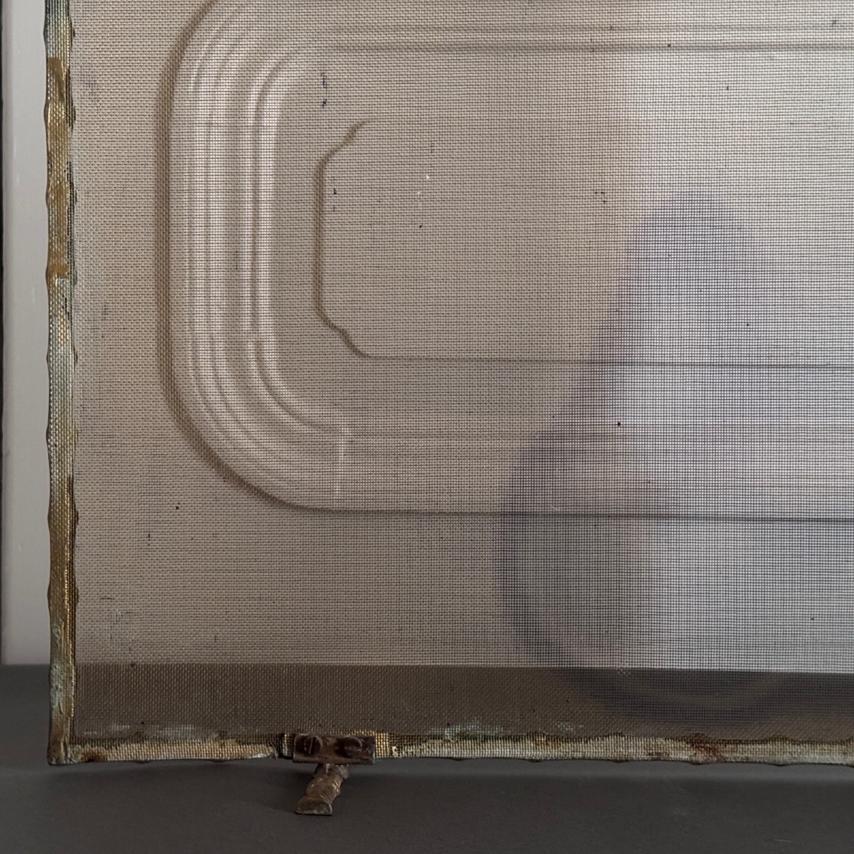 Pare-feu en bronze doré décor de bambou milieu XXe-photo-3