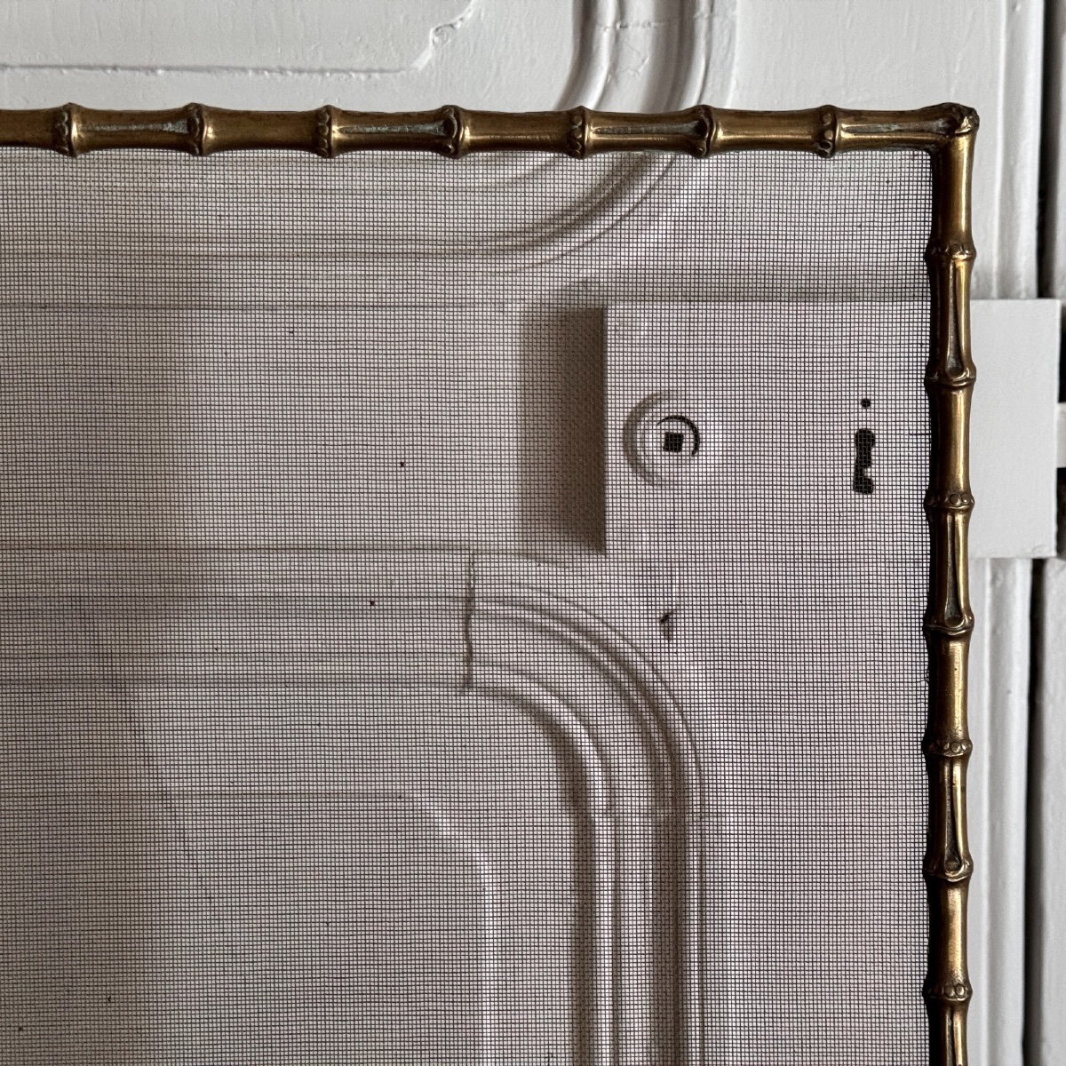 Pare-feu en bronze doré décor de bambou milieu XXe-photo-2