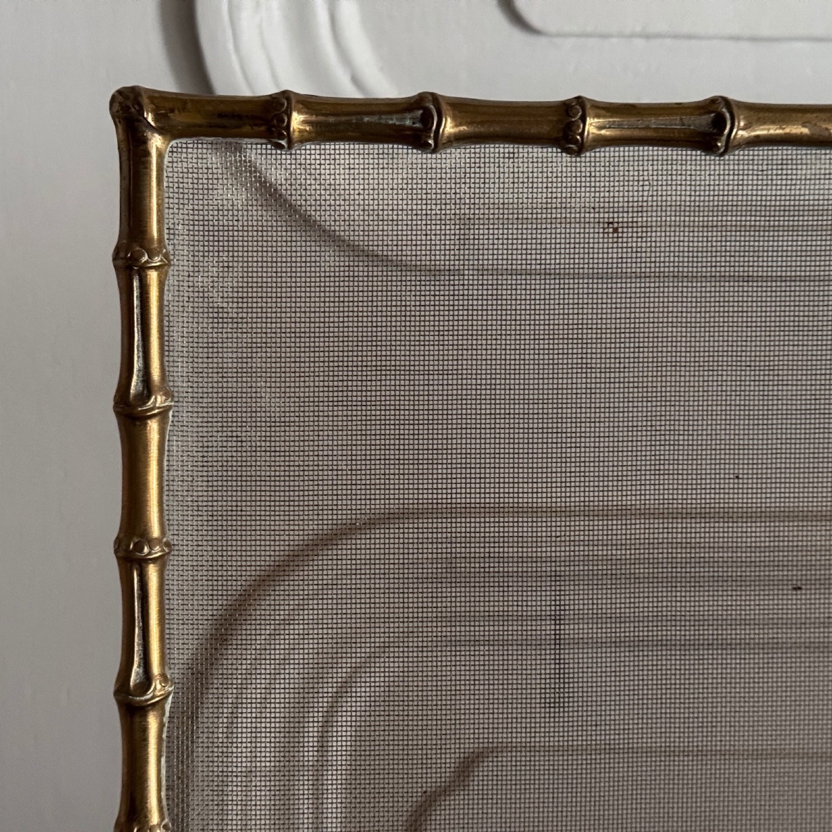 Pare-feu en bronze doré décor de bambou milieu XXe-photo-3