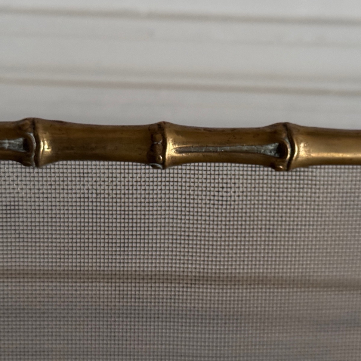 Pare-feu en bronze doré décor de bambou milieu XXe-photo-4