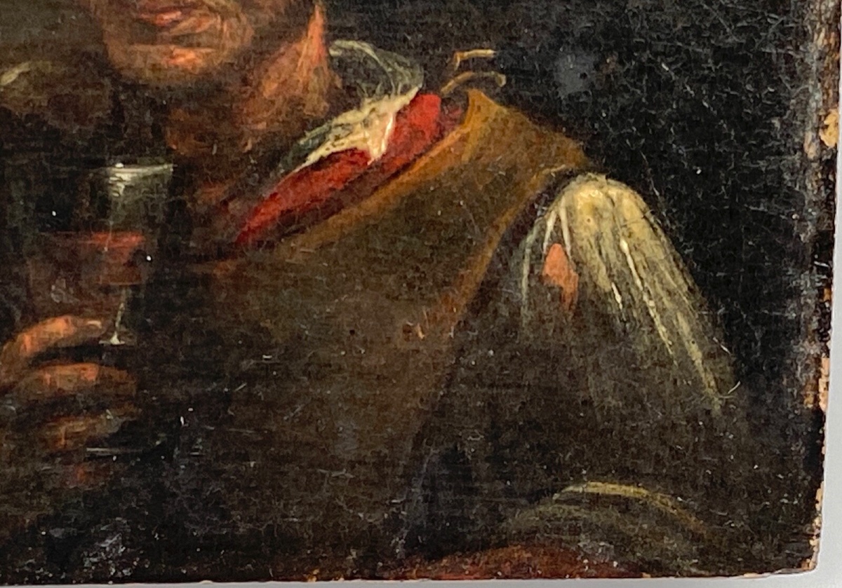 Miniature Adriaen Brouwer XVIIe buveur de taverne panneau de bois-photo-1