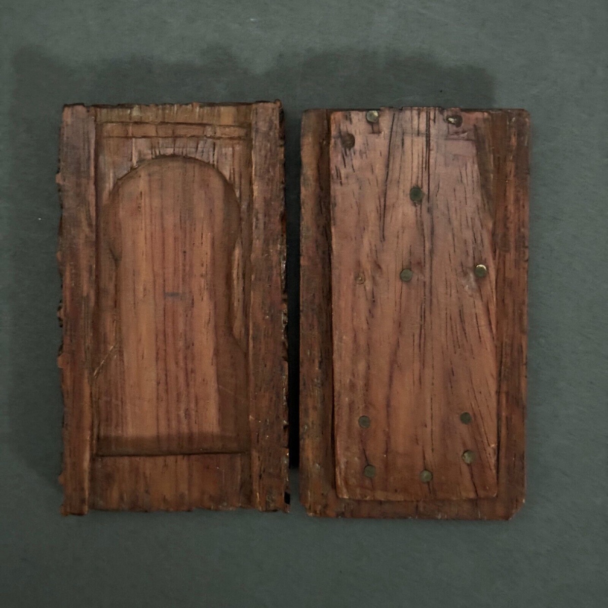 Boite de Compagnon en bois sculpté à la main décor de feuillage-photo-4