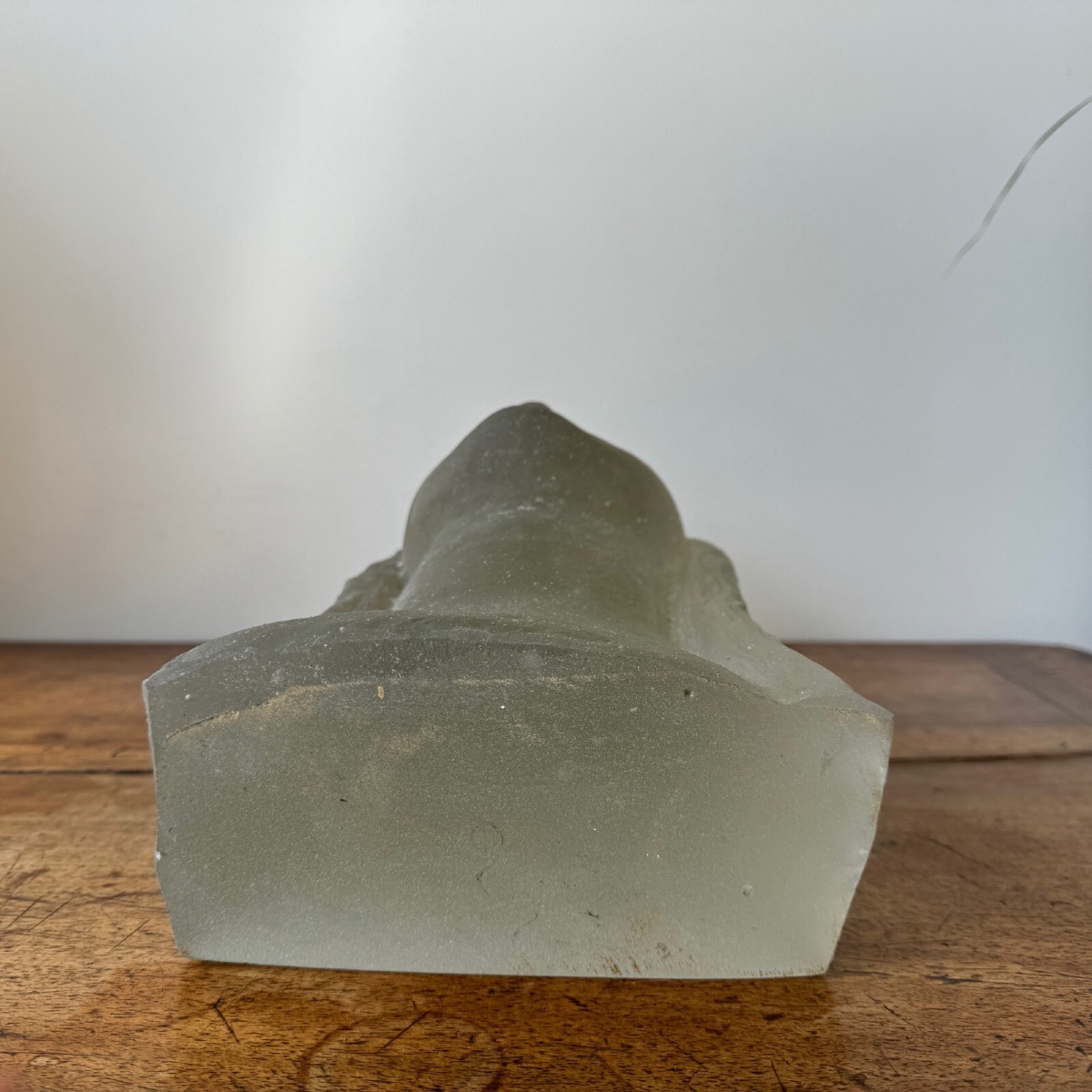 Sculpture par Lucien Lafaye visage féminin en verre moulé circa 1950-photo-6