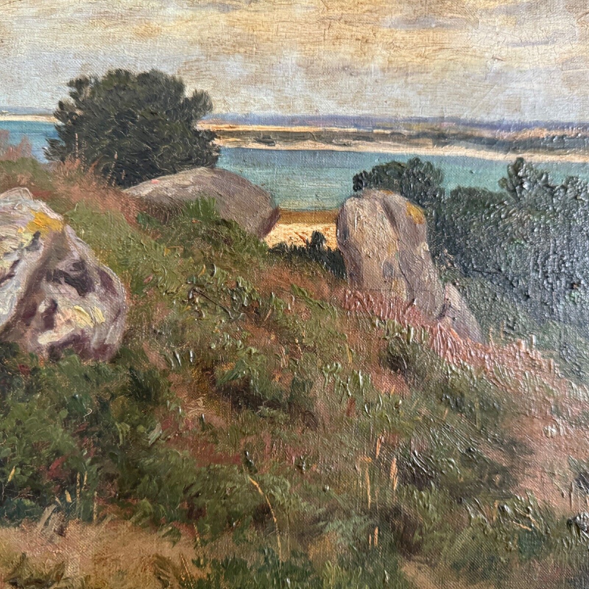 Oil On Canvas Depicting Plounéour-trez By Georges Levreau, Early 20th Century-photo-3