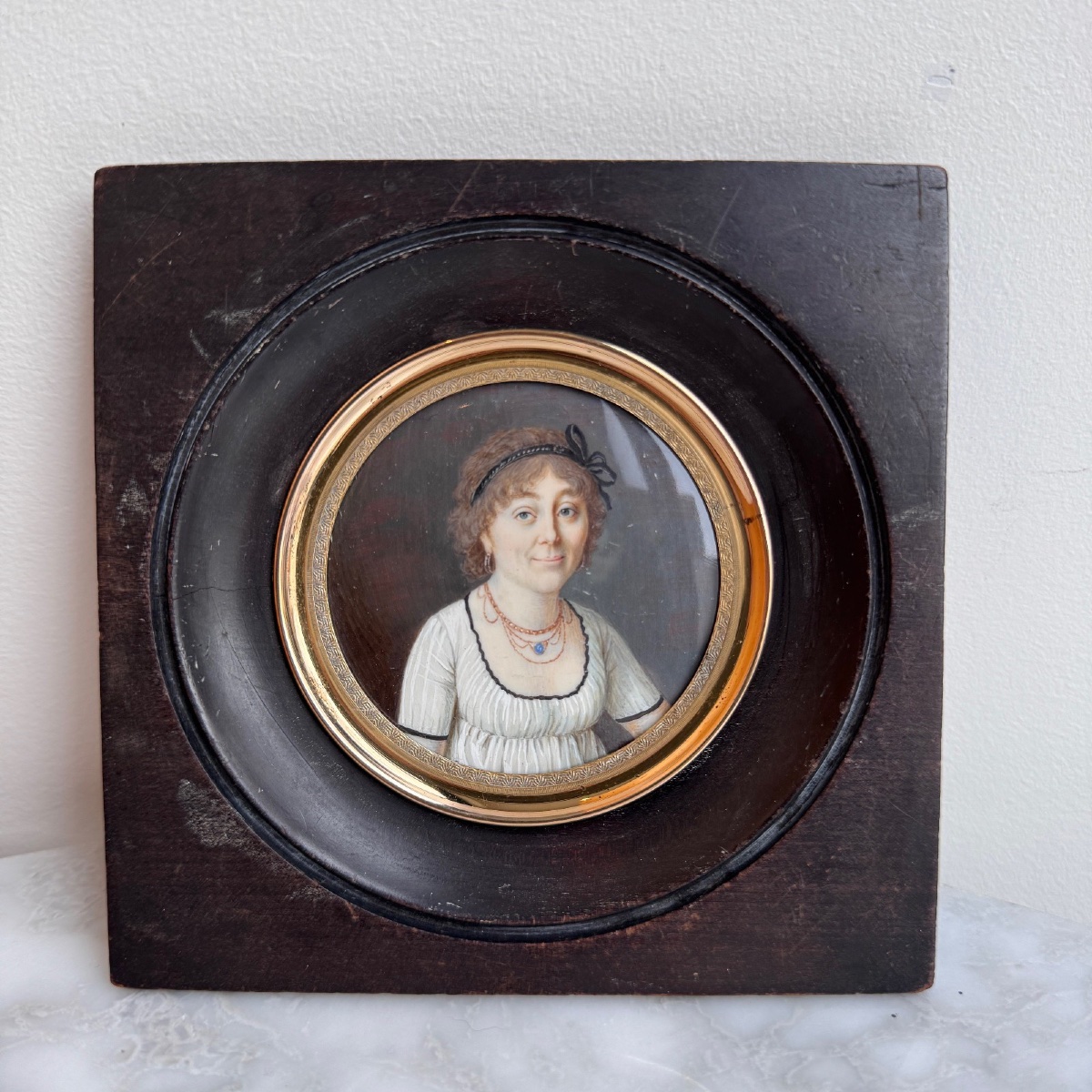 Miniature portrait de femme en buste début XIXe-photo-2