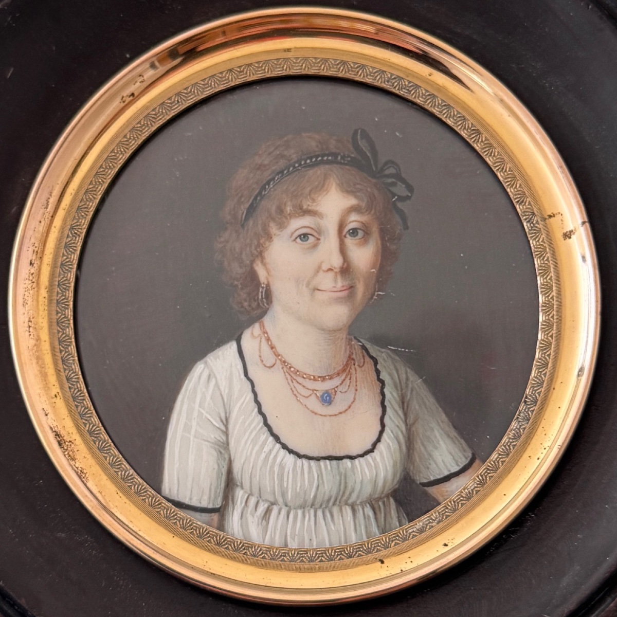 Miniature portrait de femme en buste début XIXe-photo-3