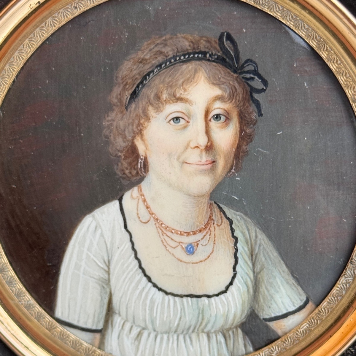 Miniature portrait de femme en buste début XIXe-photo-4