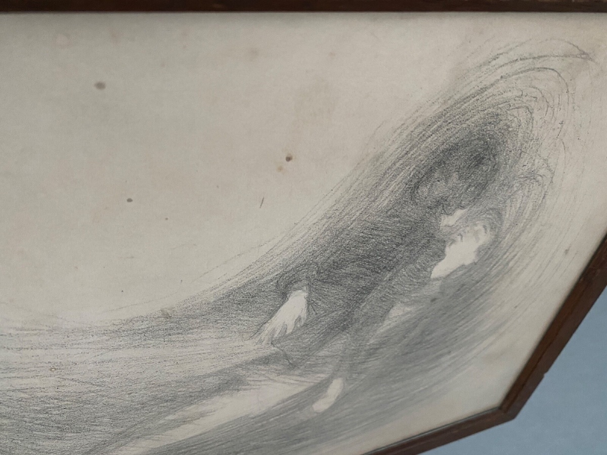 Dessin fusain par Henry Bataille XXe couple de danseurs-photo-2