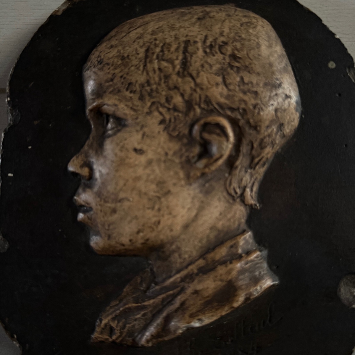 Studio Plaster Cast By Charles Filleul, Profile Of A Child, A Little Rascal-photo-2