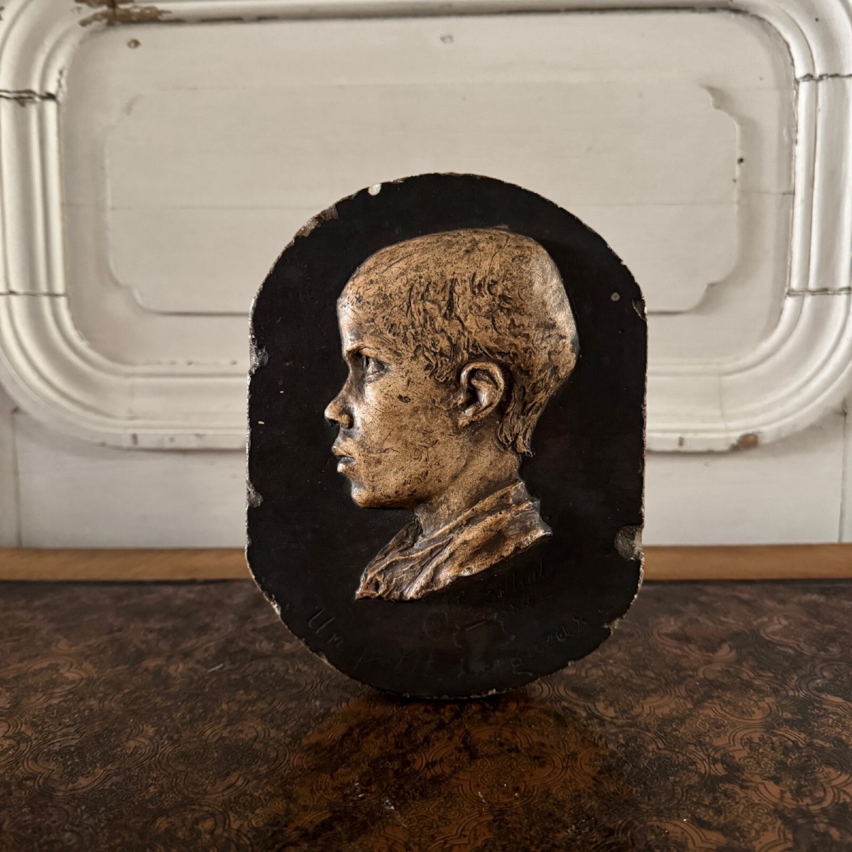 Studio Plaster Cast By Charles Filleul, Profile Of A Child, A Little Rascal-photo-3