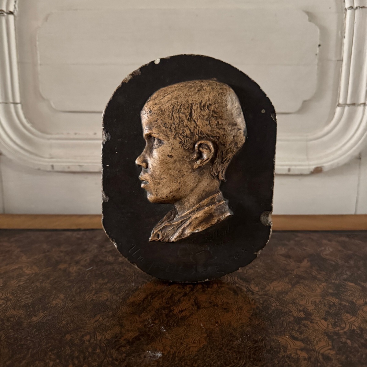 Studio Plaster Cast By Charles Filleul, Profile Of A Child, A Little Rascal-photo-4