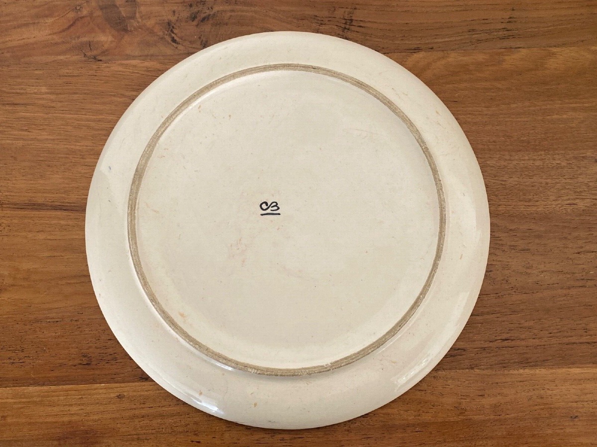 Iznik Platter With Caravel Decoration And Monogram Cb XXe-photo-3