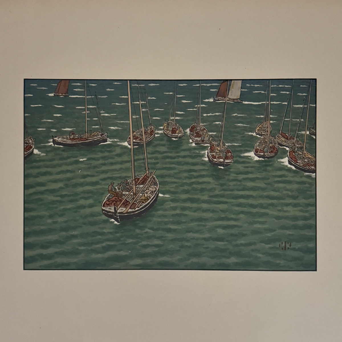 Lithograph By Henri Rivière: Boats At Anchor In Tréboul-photo-3